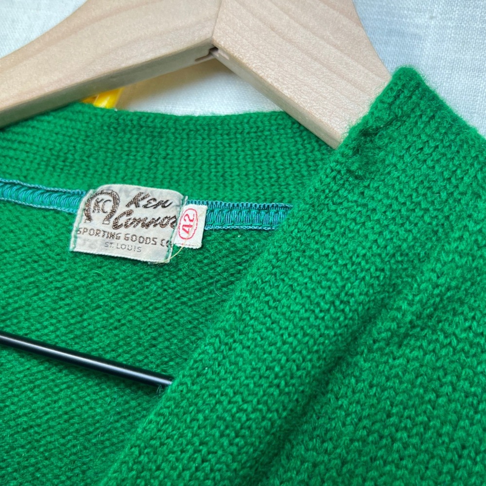 VTG 1960s Wool Cardigan Ken Connor Green Men's M 42 Knit Button Front Pocket USA - Picture 7 of 9